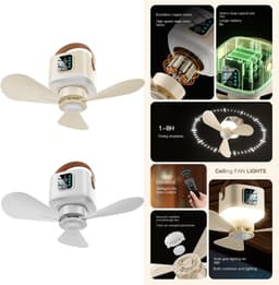 USB-oplaadbare plafondventilator met verlichting en afstandsbediening, Geschikt voor kampeertenten. — thumbnail 2