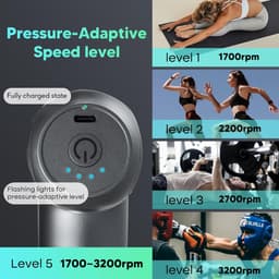 Mini Massage Gun - Spier Stimulator - Spierherstel Bevorderen - Super Stil Werking - 4 Massagekoppen - Zwart — thumbnail 4