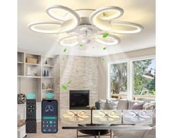 Rosnek Plafondventilator met Verlichting - Modern Bloem Design 65cm - Plafondlamp met Ventilator Dimbaar - Tuya Smart App - Woonkamer/Slaapkamer