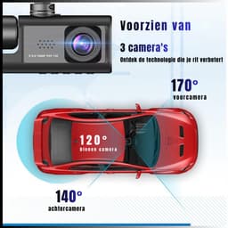 Aurixi® Dashcam voor Auto voor en Achter - Achter Draadloos - HD Night Vision - Zwart- 10cm x 30cm x 5cm — thumbnail 5