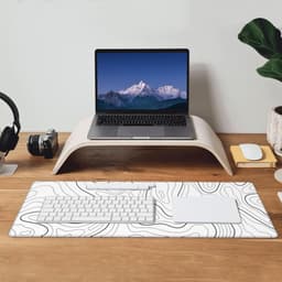 Lange gaming muismat - Groot waterdicht gaming muismat - Versterkte omzoomde randen - Antislip bureaumat voor thuis en kantoor - Verbetert uw bureau-ervaring - 31,5 x 11,8 inch - Wit topografisch — thumbnail 4