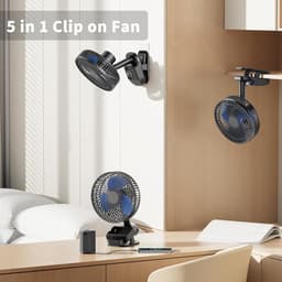 Clipventilator Oplaadbaar - 8 Inch Tafelventilator - 5 Snelheden - Timer - 10000 mAh - Zwart — thumbnail 3