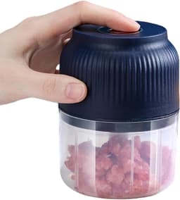 Elektrische Knoflook Chopper - Mini Keukenmachine - Snel Ingrediënten Hakken - Draadloos Oplaadbaar - 300ML Kom - Blauw — thumbnail 1
