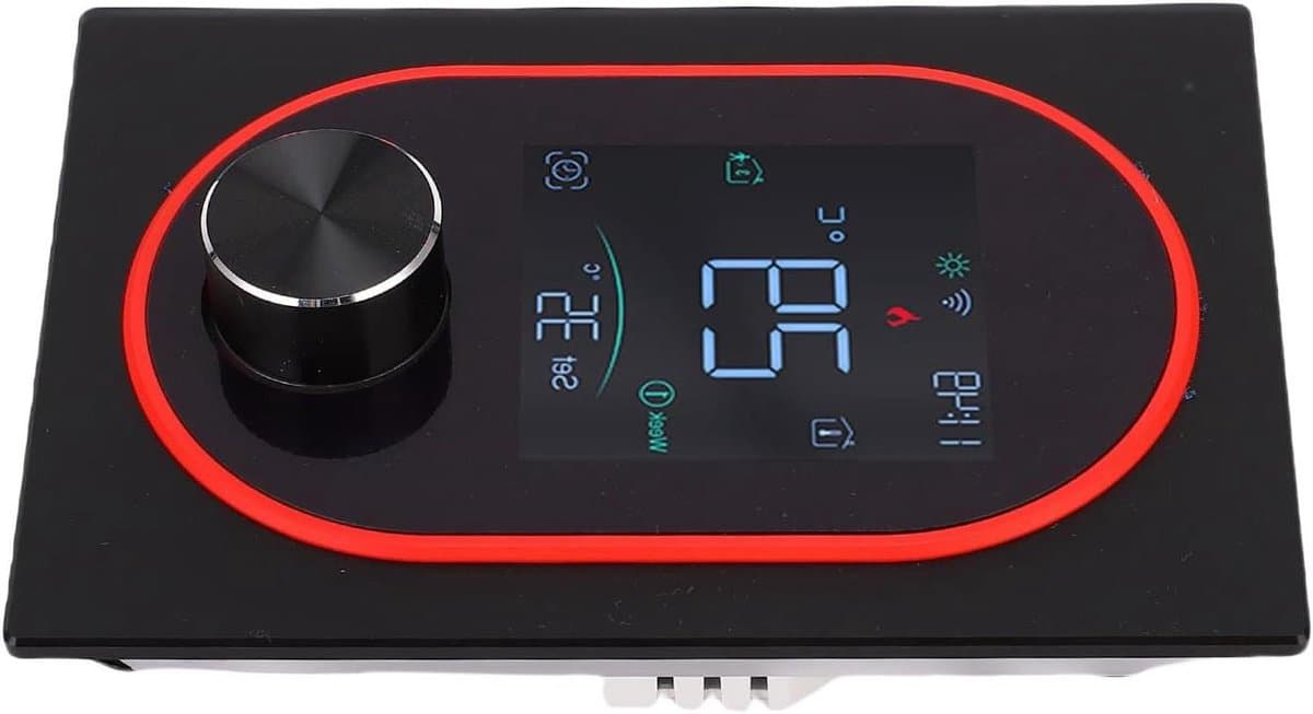 Slimme Thermostaatknoppen - Programmeerbare Regelaar - Waterverwarming Thuis - WiFi Bediening - 86x86mm - Zwart — afbeelding 1