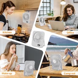 VHV - Ventilator - Tafelventilator - Mini ventilator - Tafelventilator met USB-aansluiting - Klein formaat - 2500 mAh batterij - Stille mini-tafelventilator met LED-display - Draagbare bureauventilator - Voor thuis - Kantoor en kamperen - Zwart — thumbnail 5