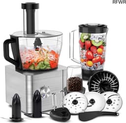 Keukenmachine - Foodprocessor Mixer - Koken en Bakken - 11-in-1 Functionaliteit - 3.2 Liter Kom - Zilver — thumbnail 1