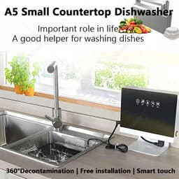 Elektrische Afwasmachine - Vaatwasser Aanrecht - Snel Afwassen - Sonische Reinigingstechnologie - 360W - Zilver — thumbnail 4