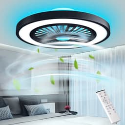 Ventilator Plafondlamp - Ø 54 cm - Zwart - Dimbaar - RGB - 6 Standen - Ventilator - 5200 lumen - Keuken Lamp - Woonkamer Lamp - Moderne Lamp - 45 W — thumbnail 1