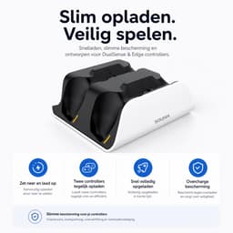 Sounix Oplaadstation geschikt voor PS5 / PS5 Slim / PS5 PRO / DualSense Controller - PS5 accessoires - Dual Oplader - Charging Dock - Wit — thumbnail 2