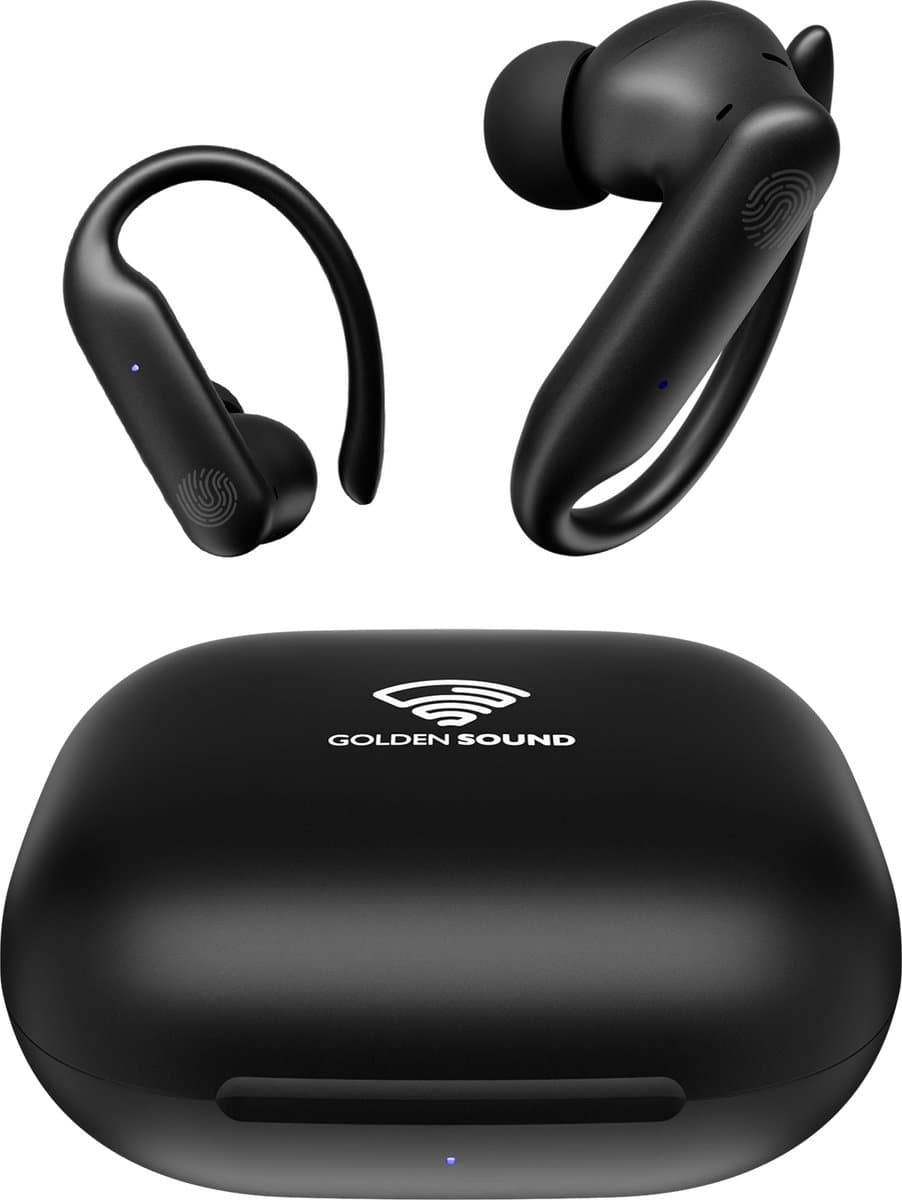 Golden Sound Sport Draadloze oordopjes - 80 uur batterijduur - Active Noise Cancelling -45dB - Sport oordopjes - Oortjes draadloos - Bluetooth oortjes - Zwart — afbeelding 1