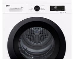LG RHX1009NWK warmtepompdroger 9 kg met zelfreinigende condensor voor blijvend optimale prestaties, Sensor Dry voor nauwkeurig en zuinig drogen, Dual Lint Filter voor betere pluisopvang, ThinQ slimme bediening en energiezuinige warmtepomptechnologie