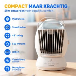 Vulpes Goods® Tech - Mini Airco ELITE - Mobiele Luchtkoeler met Afstandsbediening - Aircooler 6in1 - 3 luchtbevochtigingsstanden met Swingfunctie - 3 windsnelheden - 100% Anti-lek - Incl. kabel & adapter meegeleverd - Thuis & Kantoor — thumbnail 5