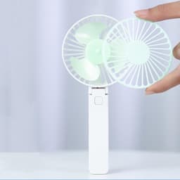 Handventilator - Draagbare Ventilator - Mini Ventilator - USB Oplaadbaar - 3 Standen - Draadloze Tafelventilator - Voor Thuis, Kantoor, Buiten En Reizen - Wit / Groen — thumbnail 5