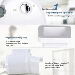 Elektrische Kaasrasp - Groentesnijder Keukenmachine - Snel Ingrediënten Snijden - 3 Roestvrijstalen Messen - 300W Vermogen - Zilver — thumbnail 5