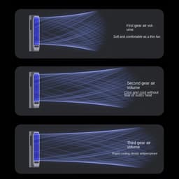 Ulisem - Tafeltorenventilator - 3000mAh oplaadbaar - 3 snelheden - Met telefoonhouder - Liggend en staand gebruik - Draagbaar en lichtgewicht - Voor kantoor en reizen - Zwart — thumbnail 5