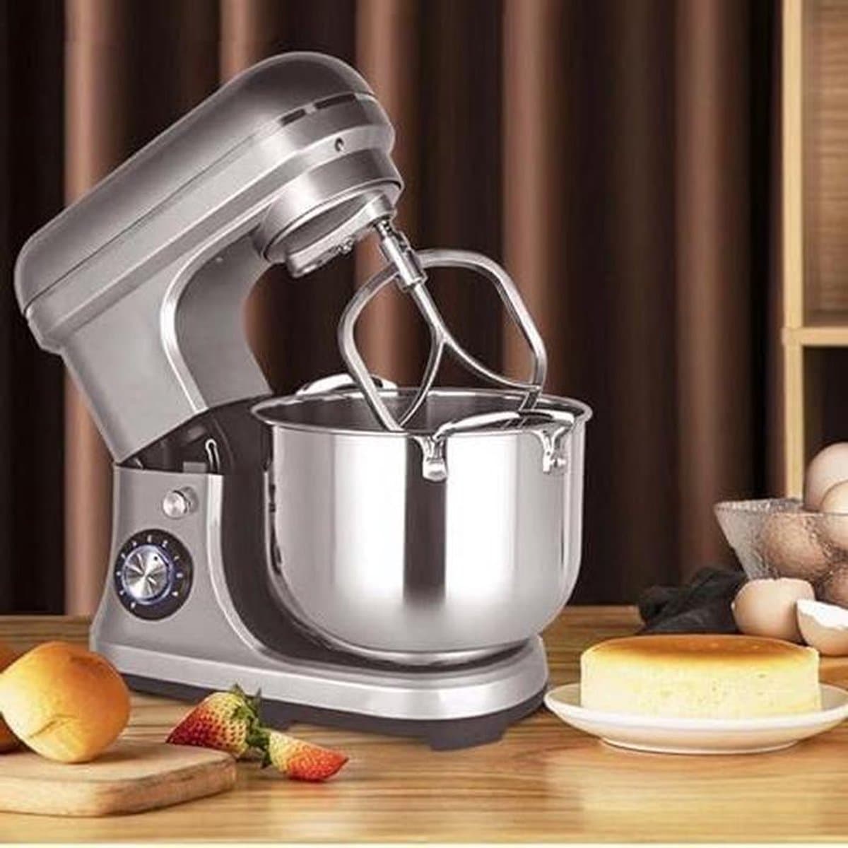 Staande Mixer - Keukenmachine Deegmaker - Bakken Brood Cake - 8 Snelheden - 10L Kom - Zilver — afbeelding 1