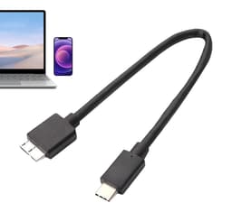 Externe Harde Schijf Kabel - Data Transfer Snoer - Bestanden Delen - Hoge Snelheid 5Gbps - 30 cm - Zwart — thumbnail 1