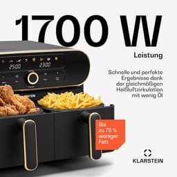 Airfryer Dubbel - Heteluchtfriteuse - Gezond Koken - Twee Kamers - 11 Liter - Zwart Goud — thumbnail 3