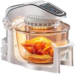 Heteluchtfriteuse Oven - Airfryer Glazen Kom - Gezond Koken - Zichtbare Garing - 10 Liter - Wit — thumbnail 1