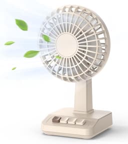 longziming -Retro Tafelventilator - Vintage Bureaufan - Draadloze Ventilator - 5 Snelheden - ABS Kunststof - Stilvol Design - Lange Accuduur - 1 Stuk — thumbnail 1