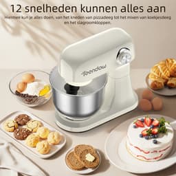Teendow SM‑B03C Keukenmachine – 1500W Staande Mixer met 12 Snelheden - 5L RVS Kom - Kantelbare Kop - Voor Deeg Kneden, Taartbeslag en Room - Vaatwasserbestendig voor Thuisbakken — thumbnail 5