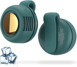 Miniventilator - Stille ventilator zonder bladen - Clipventilator - USB-oplaadbare ventilator - Draagbare clipventilator - Nekbandventilator - USB-oplaadbaar - Instelbare windsnelheid - Geschikt voor buiten, op reis en op kantoor - Groente — thumbnail 1