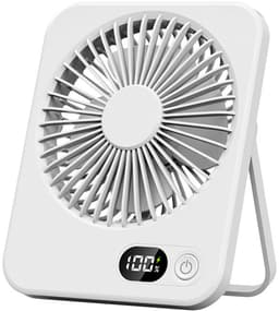 Oplaadbare USB-C Tafelventilator met LED Display, Vouwbaar en Stil, 180° Verstelbare Mini Ventilator voor Kantoor en Thuisgebruik, 2000mAh Accu - Wit — thumbnail 1