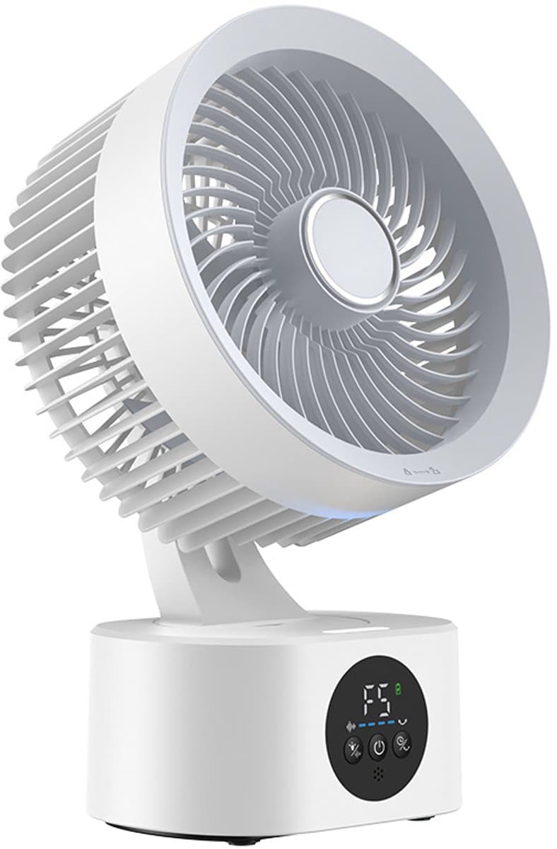 VHV-Oplaadbare Tafelventilator met Spraakbesturing - Stille Luchtcirculator met Timer - Bureau Ventilator met Lange Accuduur - Slimme USB Ventilator voor Slaapkamer en Kantoor — afbeelding 1