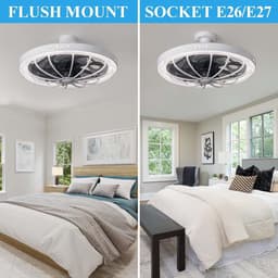 13 Inch Fitting Plafondventilator met Afstandsbediening - Dimbaar LED Licht - 3 Kleurtemperaturen 3000K-6500K - 3 Snelheden - Wit - Geschikt voor Slaapkamer, Keuken en Woonkamer — thumbnail 3