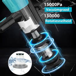 Accustofzuiger / Draadloze Stofzuiger / Huishoudstofzuiger – 375W borstelloze motor – 2x 18V 5.0Ah accu's & lader – Met verlengbuis, dweilmopmondstuk, spleetmondstuk, borstelmondstuk & 2 HEPA-filters – Voor vloer, tapijt, auto & meubels — thumbnail 3