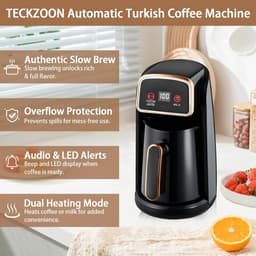 Automatische Koffiezetter - Elektrische Mokkapot - Authentiek Koffie Maken - Dubbel Verwarmingssysteem - 300 ml Capaciteit - Zwart — thumbnail 4