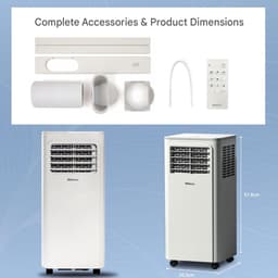 Daity Draagbare airconditioner van 9000 BTU – Drie-in-één functie (airconditioning, ontvochtiging, luchttoevoer) – Slaapstand – 2,1 kW vermogen – Inclusief afstandsbediening, afdichtingsplaat, afvoerbuis, connector en plat mondstuk. — thumbnail 3