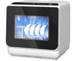 Mini Vaatwasser - Tafelmodel Afwasser - Snel Servies Wassen - Flexibele Watertoevoer - 4 Couverts - Wit