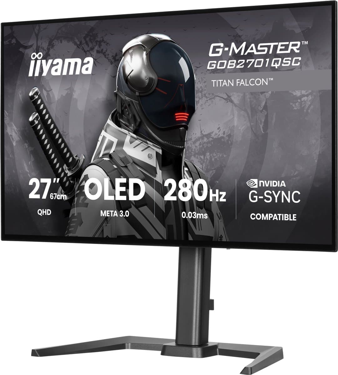 iiyama G-Master GOB2701QSC-B1 Titan Falcon - 27 inch - QHD - META 3.0 OLED - 280Hz - verstelbaar - HDR TB400 - G-Sync compatible — afbeelding 1