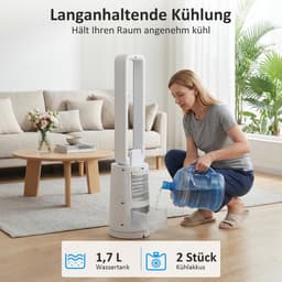 Mobiele Aircooler - 3-in-1 Torenventilator & Luchtkoeler - 1.7 Liter Waterreservoir - Met Afstandsbediening & Timer (15u) - Voor Thuis - Kantoor — thumbnail 2