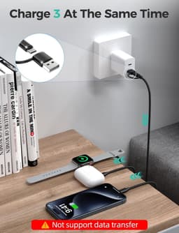 3-in-2 USB C-kabel geschikt voor Apple Watch, oplaadkabel, multi-oplaadkabel, iPhone en Apple Watch, oplaadstation, geschikt voor iWatch Ultra/SE/11/10/9/8/7/6/5/4/3/2/1, iPhone 17-11/Galaxy S23 — thumbnail 2