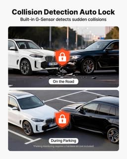 VEVOR 4k Dashcam voor Auto, voor- en Achterkant, 1080p Dubbele Autocamera Met GeïNtegreerde Gps, G-Sensor en 64gb Geheugenkaart, 3,18 Inch Scherm, 129° + 125° Groothoek, Loopopname, Parkeermodus, Zwart — thumbnail 5