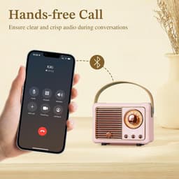 Retro Draagbare Bluetooth-Spreker, FM-Radio-Spreker met 3W Krachtige Spreker, Basmembraan, Handsfree Bellen, Vintage Zakspreker USB/TF Kaart/AUX Ondersteuning (Roze) — thumbnail 2
