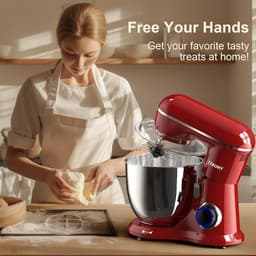 Keukenmixer - Standmixer Deegmixer - Bakken en Koken - 10 Snelheden - 6.5 Quarts - Rood — thumbnail 5
