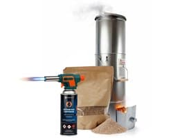 Eurocatch Telescopische Rookoven Rond 101 cm - Verzinkt Metalen Rookton - Rookkast voor Buiten met Thermometer en 10 Rookhaken - Extra Rookmot & Gasbrander voor eenvoudig aansteken