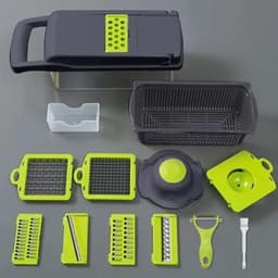 Groentehakker - Keukenmolen Snijmachine - Snel Ingrediënten Snijden - 6 Roestvrijstalen Messen - 335 x 125 x 10 cm - Groen — thumbnail 3