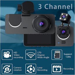 Auto DVR Recorder - Dashcam Black Box - Verkeersincidenten Vastleggen - 3 Kanalen Opname - 1080P Resolutie - Zwart — thumbnail 2