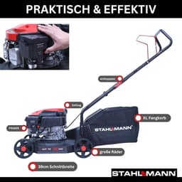 Grasmaaier met Aandrijving - Loopmaaier Gazon - Gazon Onderhoud - Krachtige 4pk Motor - 39 cm Maaibreedte - Zwart — thumbnail 3