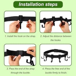 Boomstandaard Riemhanger, Premium Outdoor Boomstandaard Riemhanger met 6 Haken Praktische Outdoor Accessoires voor Jagen Kamperen Wandelen (Zwart) — thumbnail 2