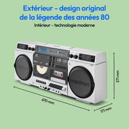MEDION P66538 Cassetterecorder (retro boombox met cd-speler, jaren 80, groot, USB, SD, cd, cassette MC, DAB+ radio telescopische antenne, Bluetooth, cassettedeck, opnamefunctie, werkt op batterijen) — thumbnail 3