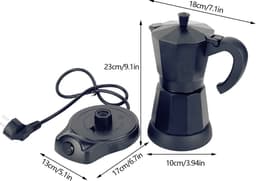 Casa Living Elektrisch Koffiezetapparaat - 300ML Capaciteit - Aluminium Moka Pot - Snel Koffiezetten - Compact Design - Zwart — thumbnail 4