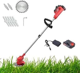 Draadloze grasmaaier - Elektrische trimmer - Gazon onderhoud - Inclusief accu - 95-125 cm verstelbaar - Rood — thumbnail 1