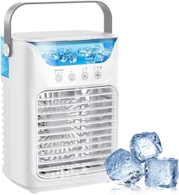 Airco - Mobiele airco - Draagbare airconditioner - Aircooler – 3-in-1 verdampingskoeler met 3 windsnelheden, groot waterreservoir, 7-kleuren nachtlampje, 2/4/6-uurs timer, luchtkoelventilator voor slaapkamer en kantoor — thumbnail 1