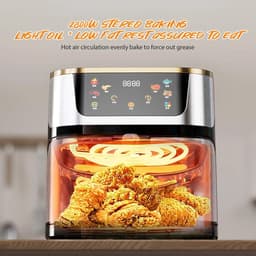 AURORAS-Airfryer 12L – Heteluchtfriteuse Oven met Kijkvenster – LED Touchscreen – Grote Capaciteit met Accessoires — thumbnail 5