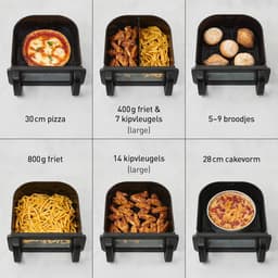 Luchtfriteuse XL - Crispy Friteuse - Gezond Koken - Dubbele Zone Flex - 96 Liter - Zwart — thumbnail 2